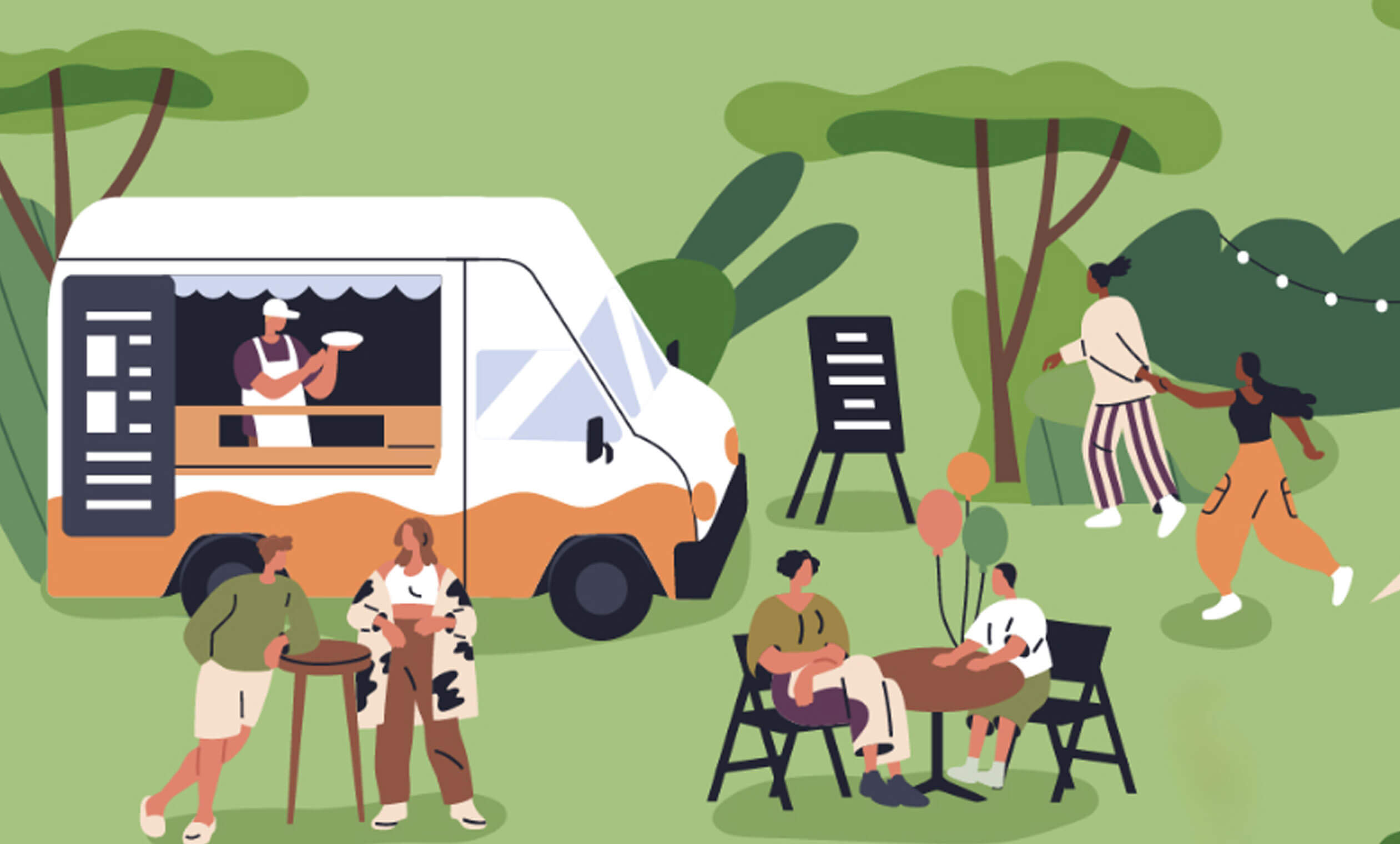 Friends on the Lawn illustration.