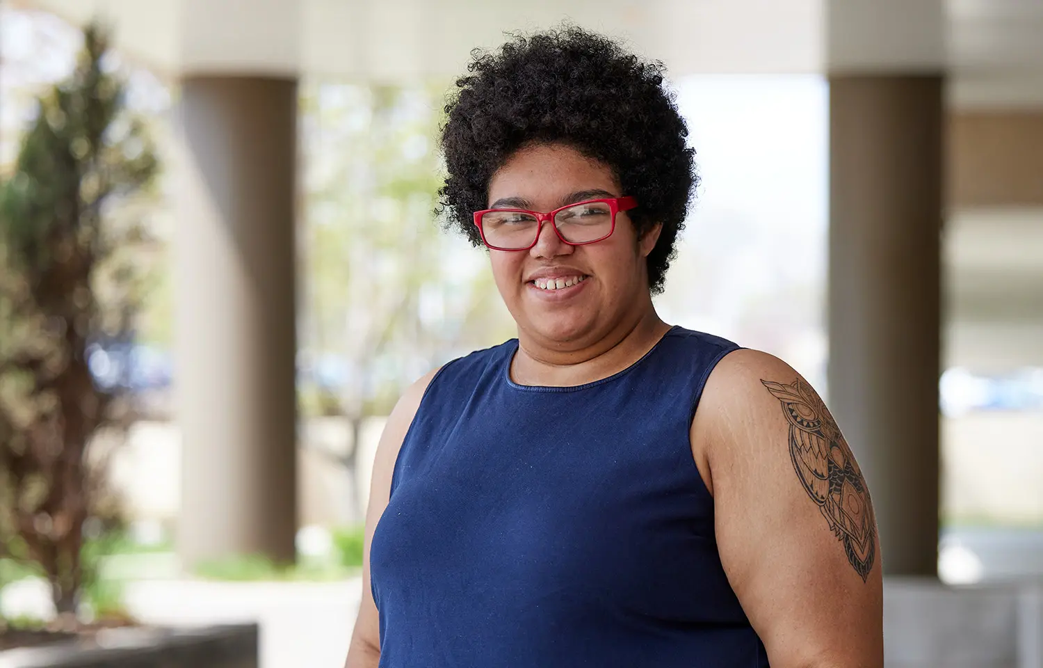 Photo of student on campus.