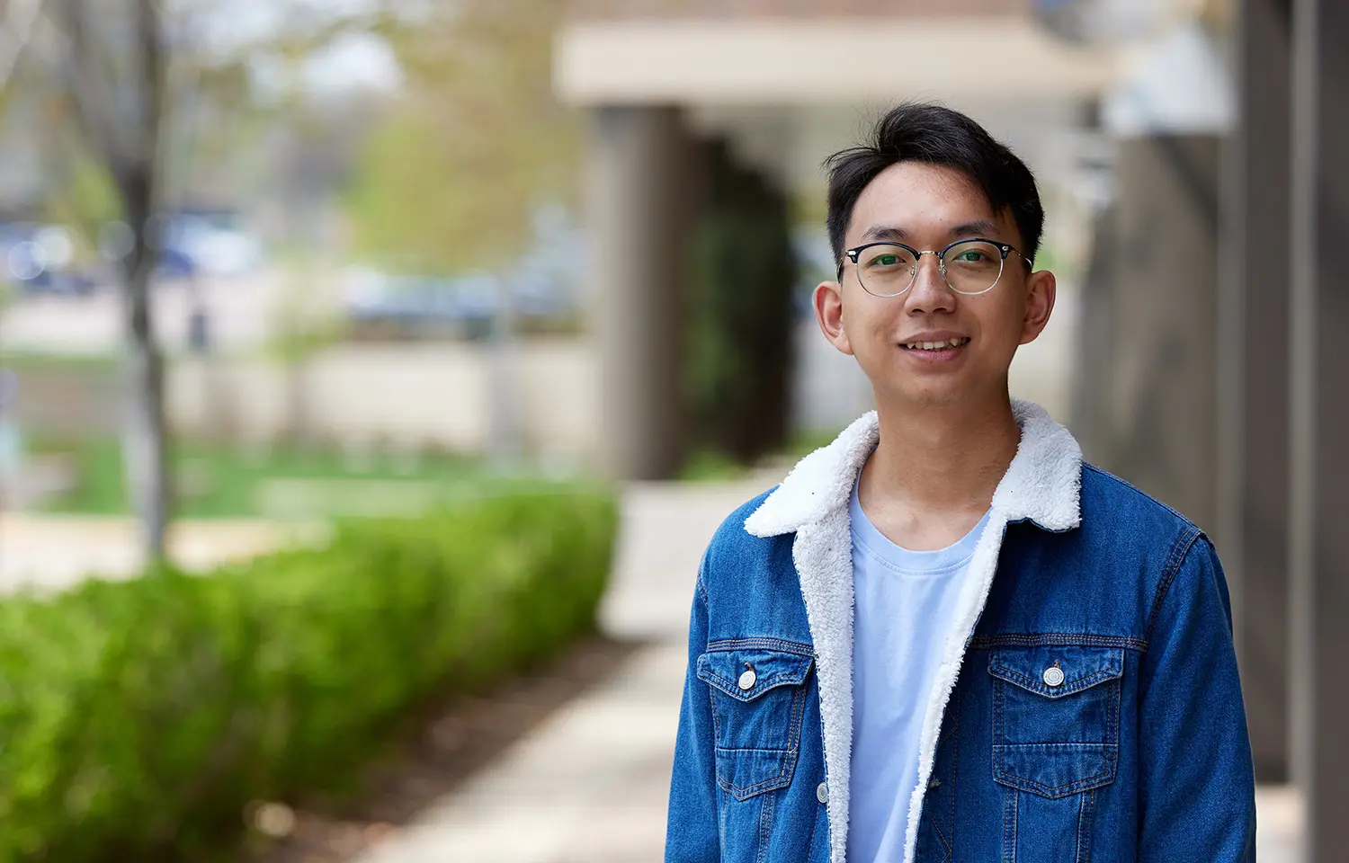 Photo of a Saint Paul College student on campus.