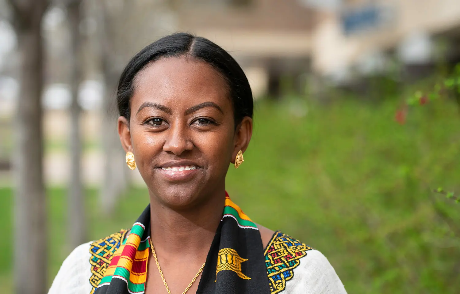 Photo of student on campus.