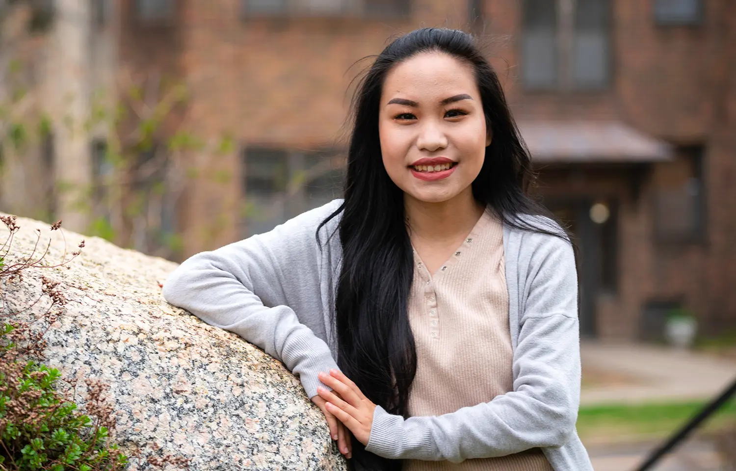 Photo of a Saint Paul College student on campus.