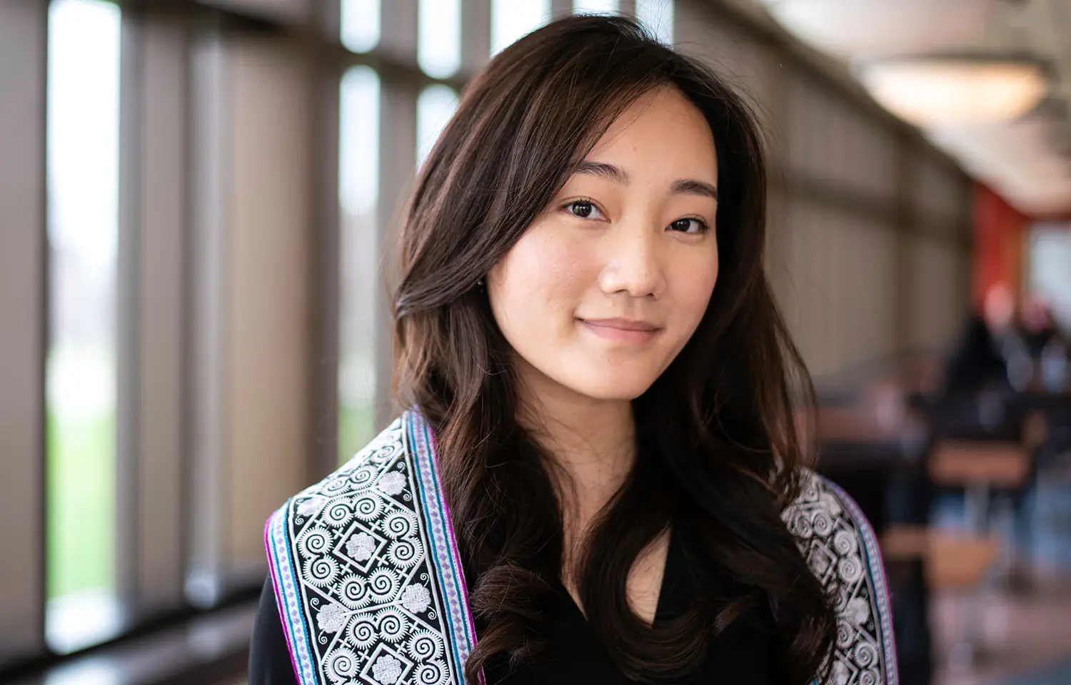 Photo of a Saint Paul College student on campus.