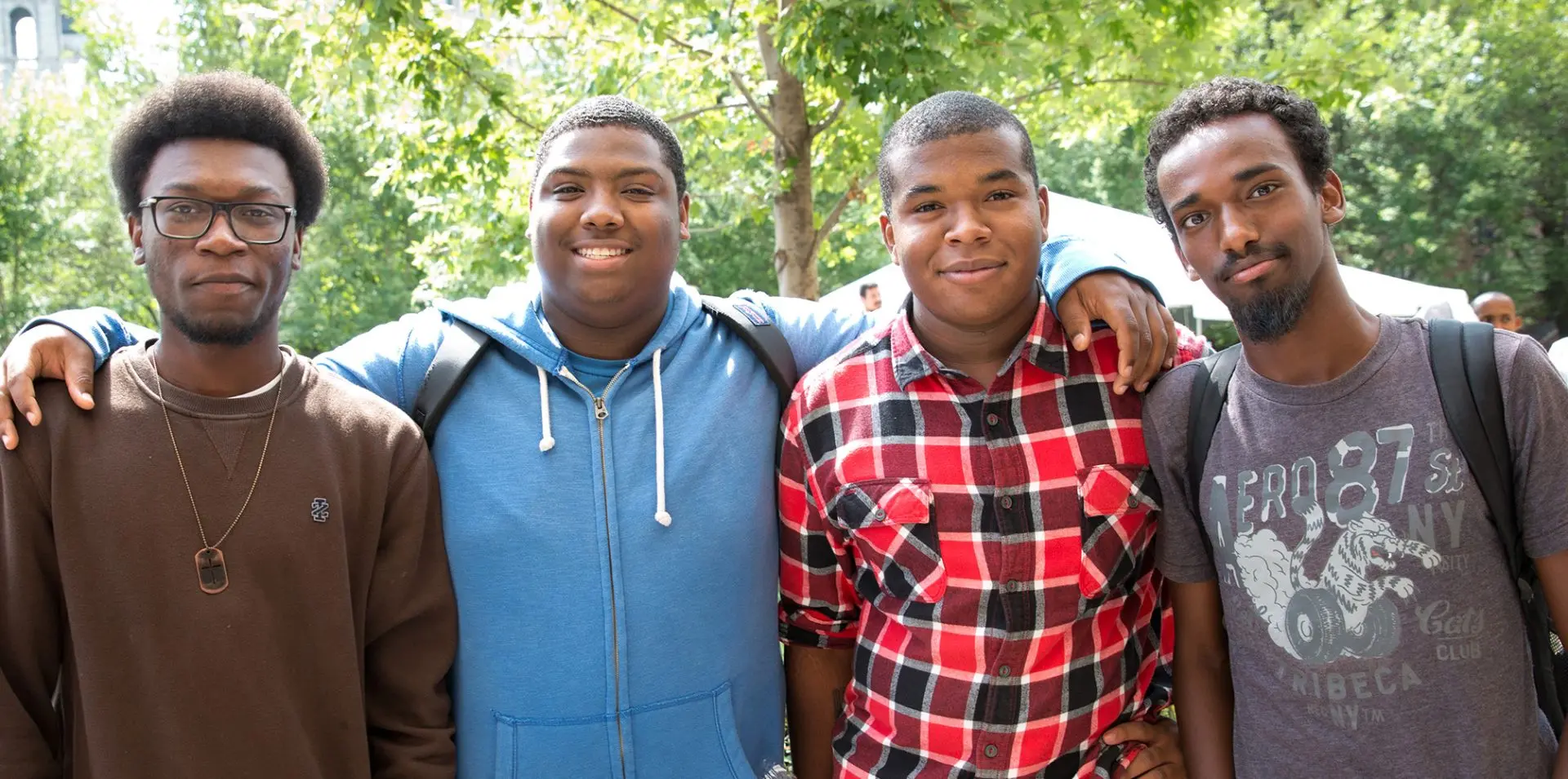 Photo of a group of students on campus.