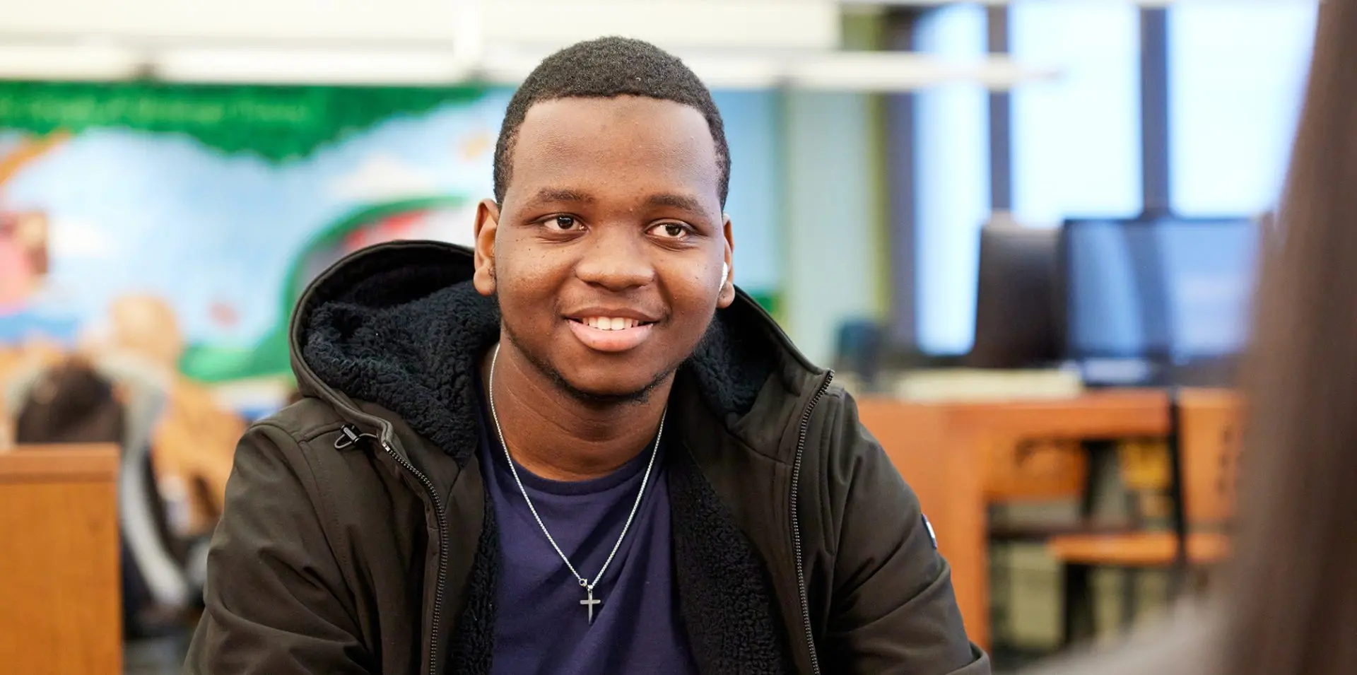 Photo of student on campus.