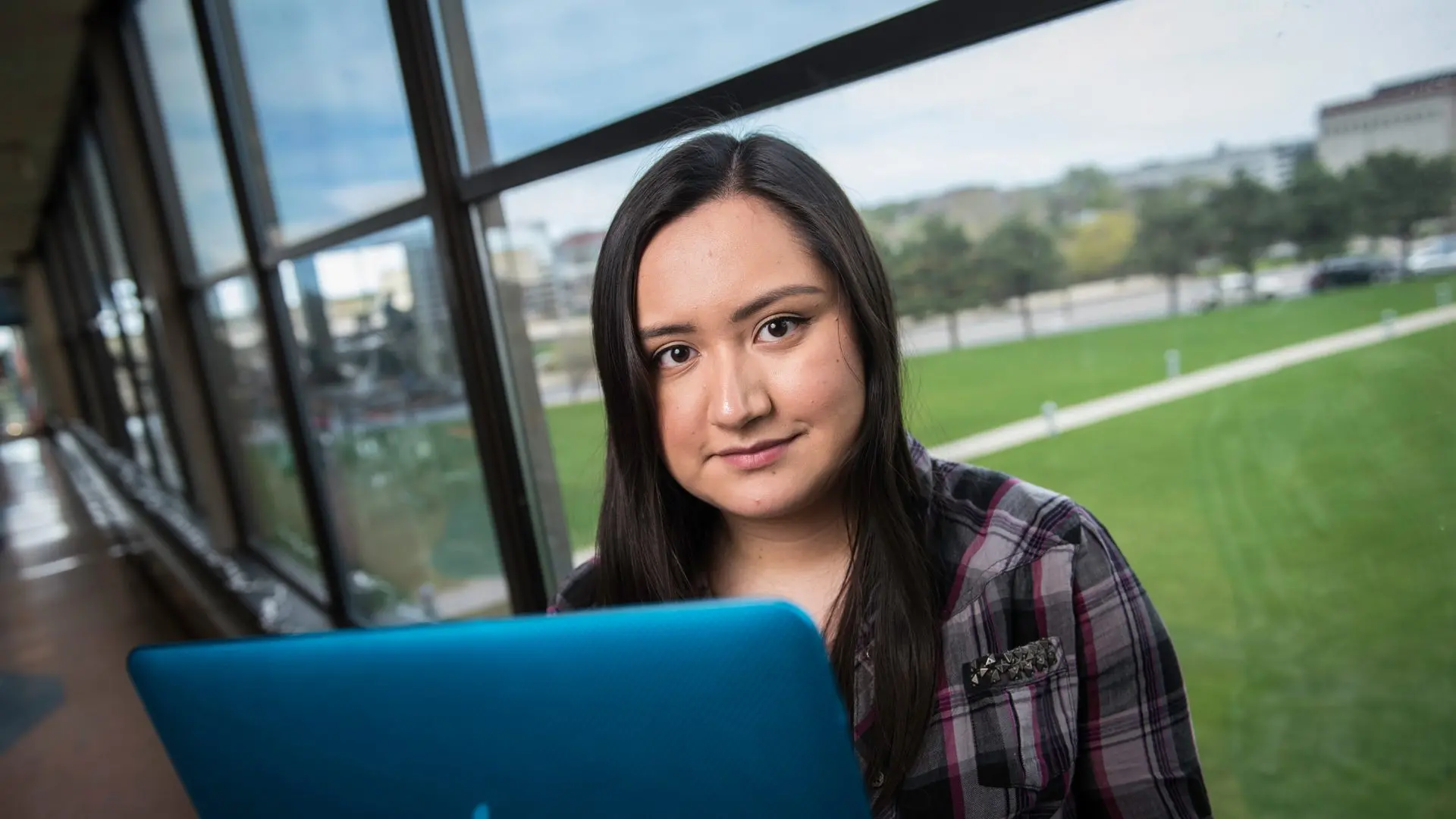 Photo of student on campus.