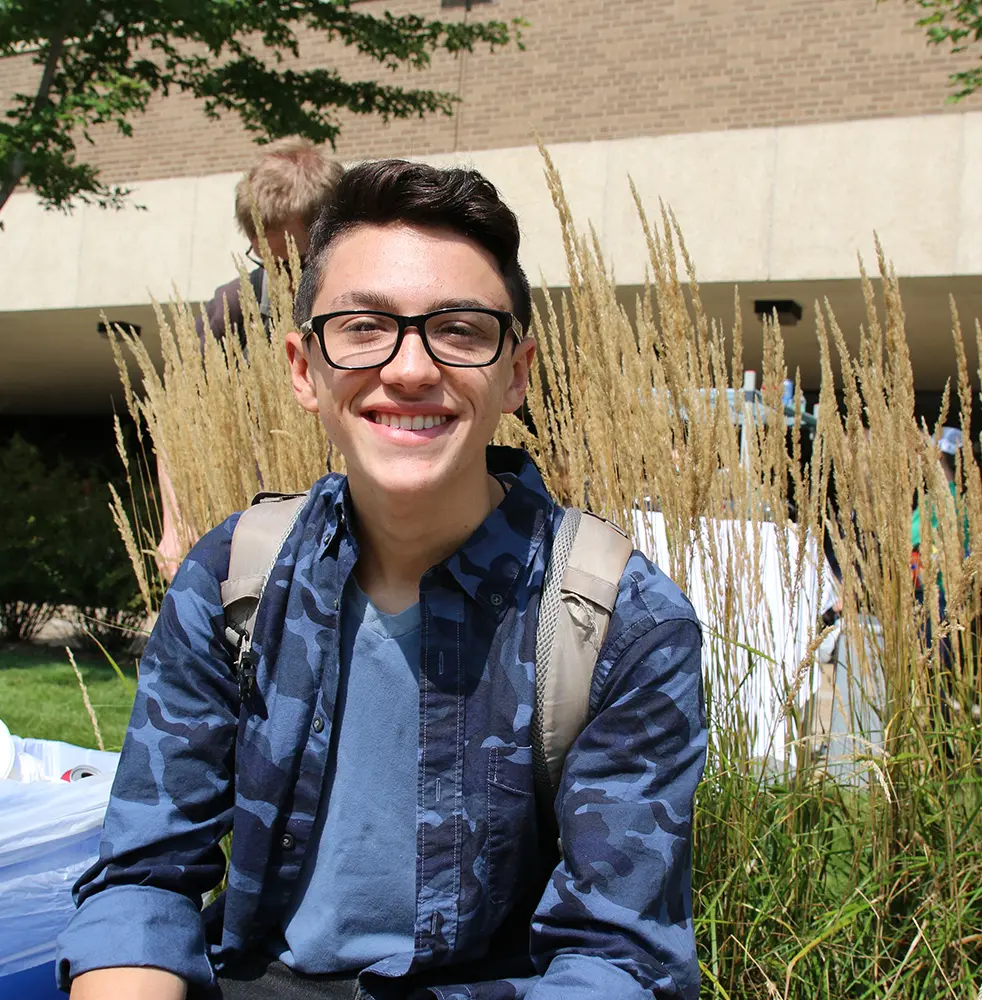 Photo of a student on campus.