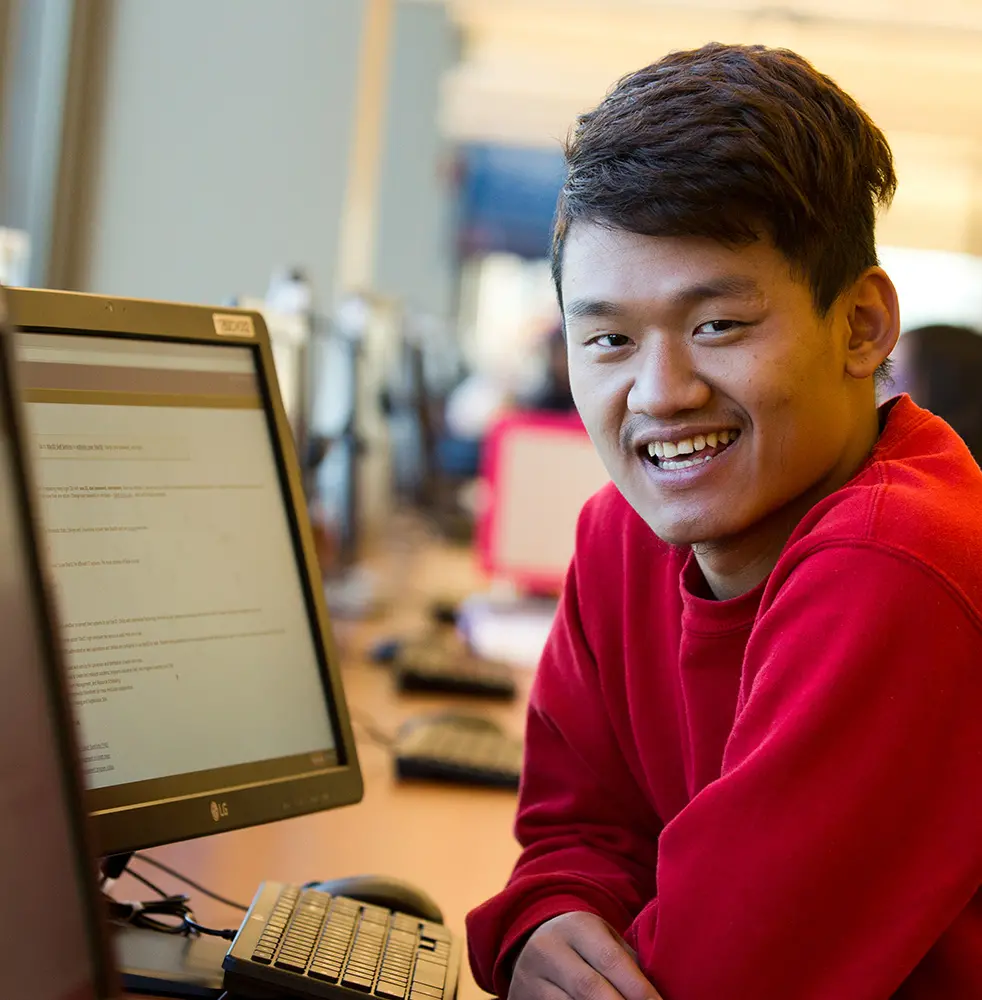 Photo of student on campus.