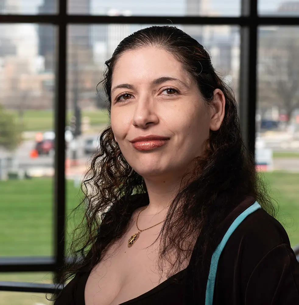 Photo of a Saint Paul College student on campus.