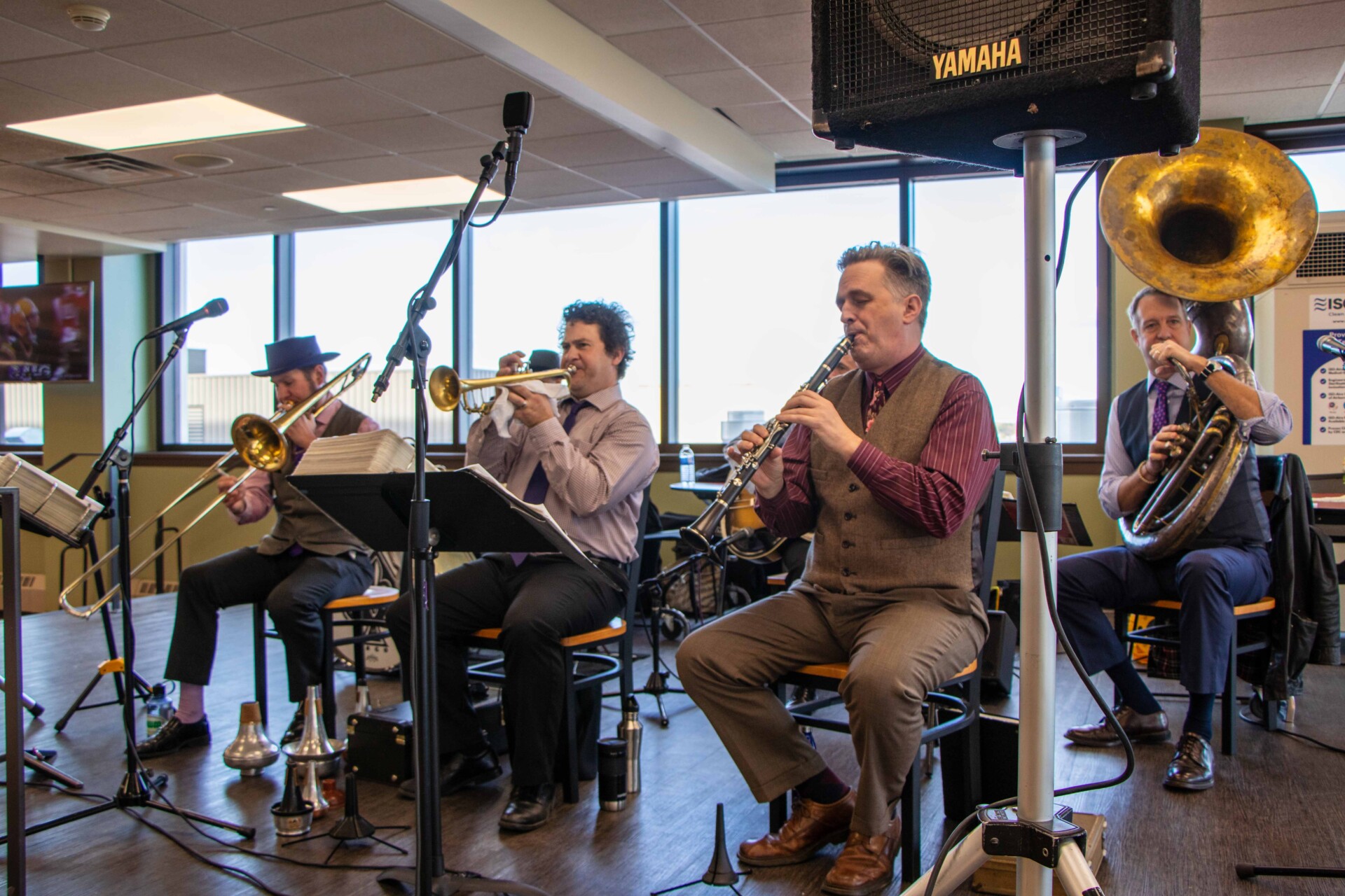 Live brass band at chili event