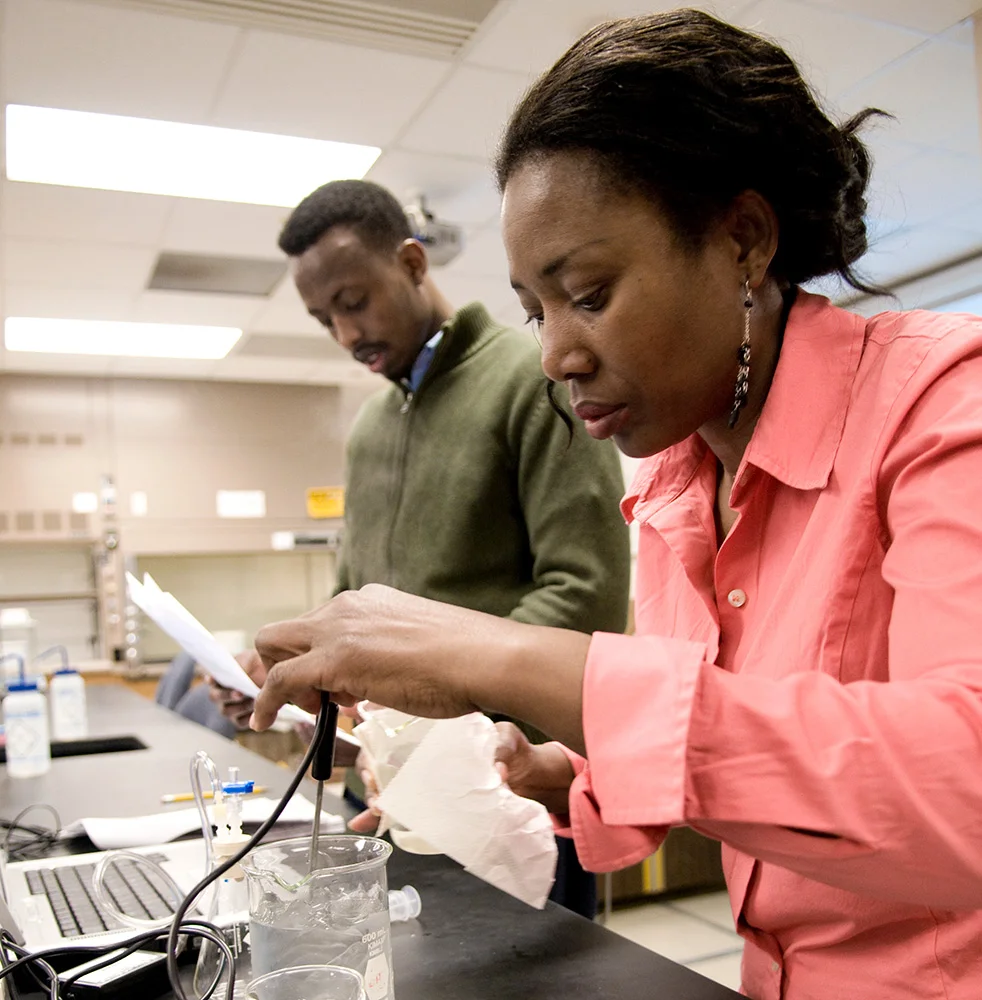 Adult student working in a lab