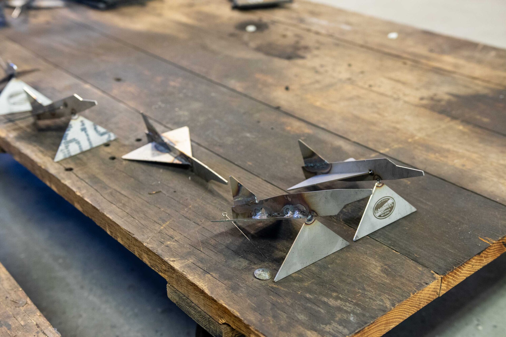 close up shot of metal airplanes