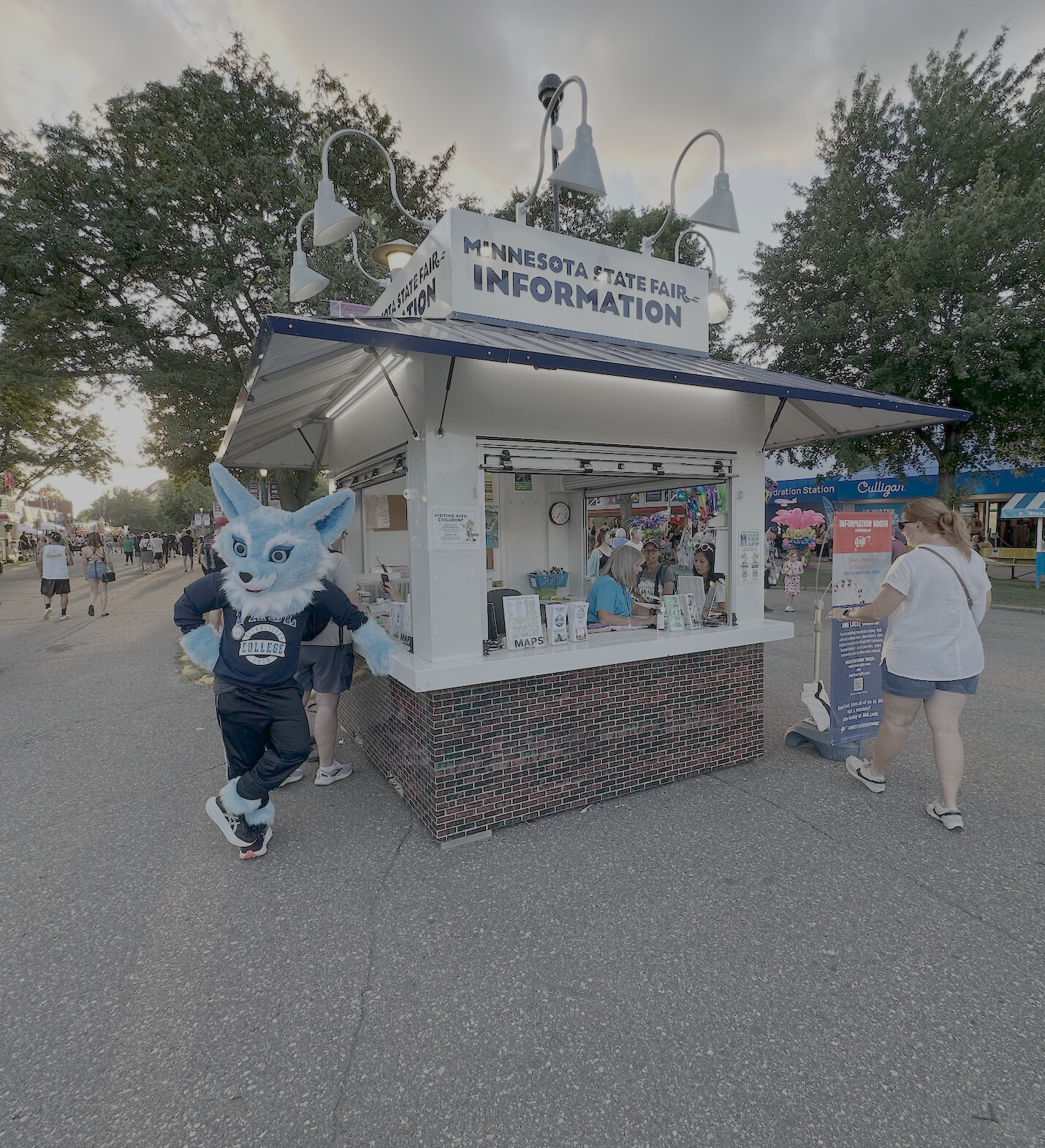 Sky Blue Fox Mascot Poses at the State Fair in 2025