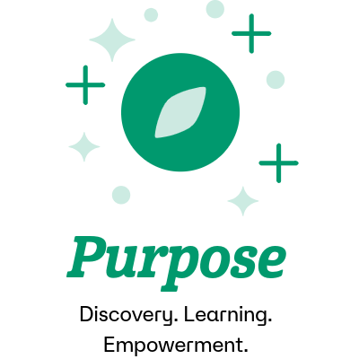 con for the Purpose pillar depicting a leaf, symbolizing growth, direction, and meaningful impact.