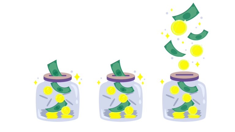 Illustration of money in jars
